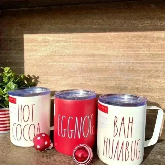 NEW - Rae Dunn - HOT COCOA - insulated stainless Steel Christmas Mug/Cup w/lid - Picture 3 of 11